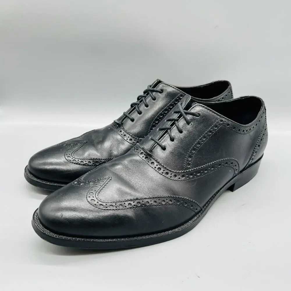 Cole Haan Shoes Mens 13 Black Leather Wingtip Oxford Brogue Lace Up Dress Formal